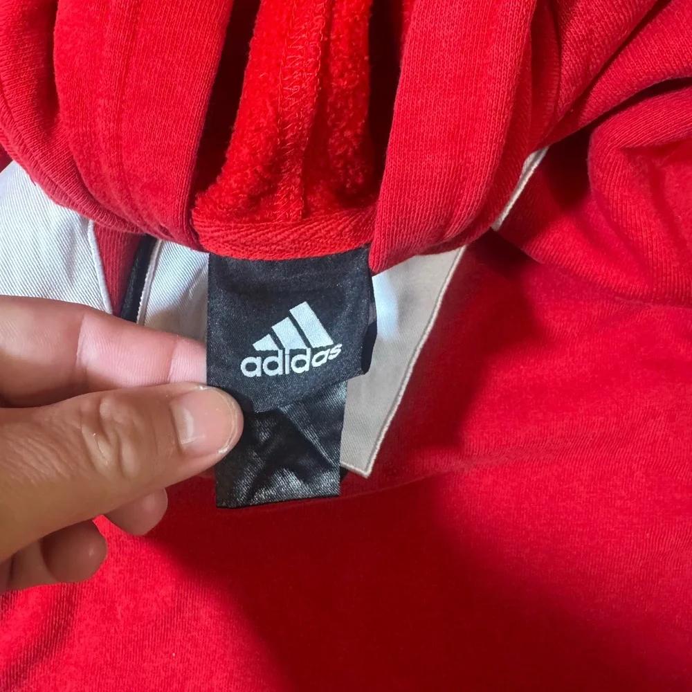 Adidas Wisconsin Badgers Red Hoodie Sweatshirt Pullover Hooded Athletic Size Med